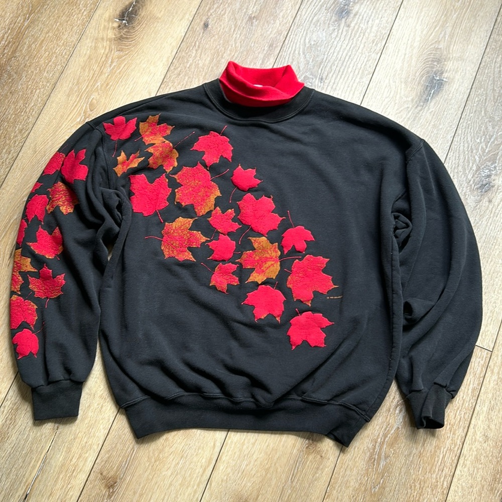 Vintage 90s Art Unlimited Sportswear Leaf Autumn Fall Womens Large Sweat…